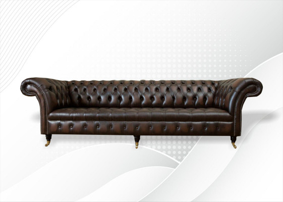xxl Velká pohovka Chesterfield 265cm Dekorativní polstrované pohovky 4místné kůže