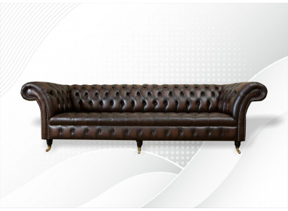 xxl Velká pohovka Chesterfield 265cm Dekorativní polstrované pohovky 4místné kůže