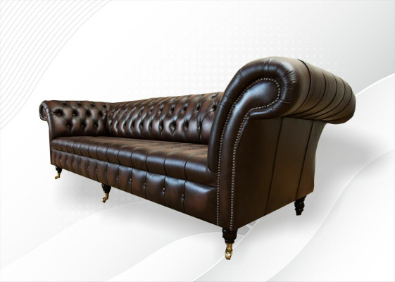 xxl Velká pohovka Chesterfield 265cm Dekorativní polstrované pohovky 4místné kůže