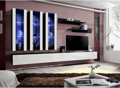 Žijící stěna Vitrína Skříň pro obývací pokoj TV Stojan Moderní design Set 7 kusů.