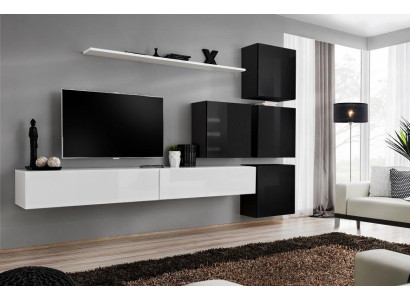 Moderní obývací stěna Stěnná police Stěnová skříň Bílý luxusní nábytek Designér Kompletní