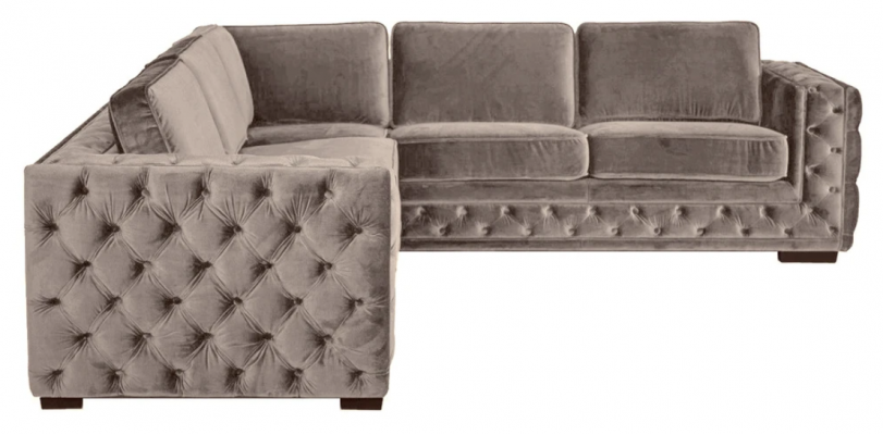 Chesterfield pohovka luxusní samet látka pohovky sedací souprava knoflíky čalounění nová béžová.