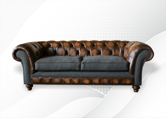 Třísedák Pohovka Potah Design Pohovka 3-místná Přijívací Pokoj Hnědá 220cm
