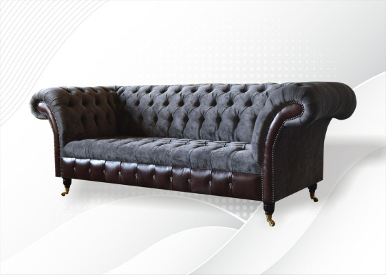 Chesterfield 3místná pohovka do obývacího pokoje potahová souprava látková tkanina.