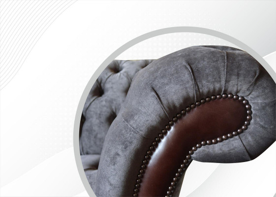Chesterfield 3místná pohovka do obývacího pokoje potahová souprava látková tkanina.