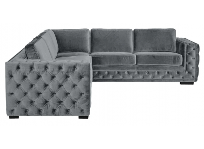 Ecksofa Šedá Růžek Samet Nábytek Design Obývací Souprava Pohovka Rohová Sedačka Polstr
