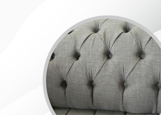 Šedá pohovka Chesterfield Sofa z potahové látky kůží Potah pohovky Samt Garnitur