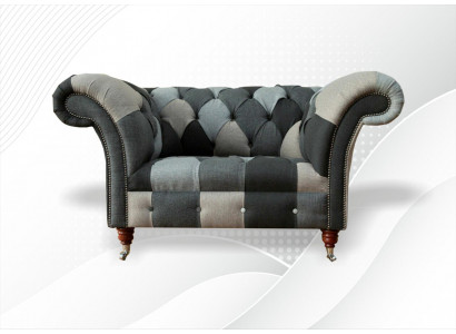 Chesterfield designová sedačka potah ze látky křeslo 1,5 místná pohovka čalouněná relaxační klub nová