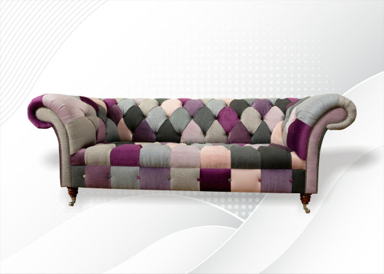 Chesterfield 3místná sedací souprava Designérský nábytek Nový Moderní Design Textilní Obývací pokoj Sedací soupravy