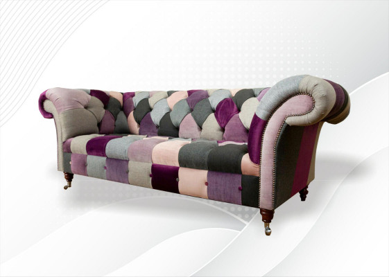 Chesterfield 3místná sedací souprava Designérský nábytek Nový Moderní Design Textilní Obývací pokoj Sedací soupravy
