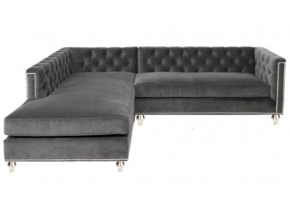 Rožná sedací souprava Pohovka Sedací souprava Potah Sametová látka Nábytek Design Šedá