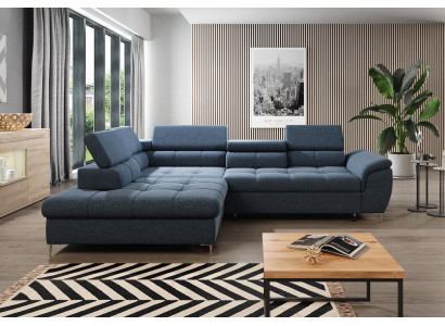 Rozkládací pohovka, designová rohová sedací souprava L- tvaru, funkcí postele, čalouněné pohovky látkové sedací soupravy.