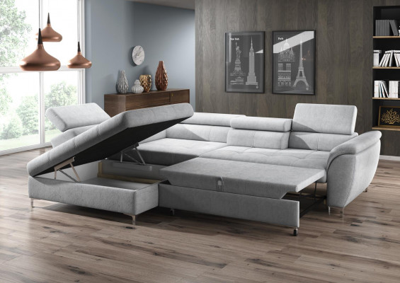 Rohová sedací souprava L-Forma Design Pohovka Moderní Tkanina Úložný prostor Multifunkční Tkanina