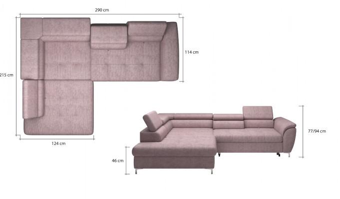 Rohová sedací souprava L-Forma Design Pohovka Moderní Tkanina Úložný prostor Multifunkční Tkanina