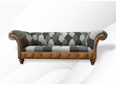 Chesterfield Vícebarevná sedací souprava 3místná Pohovka Design Couchenčásté textilního potahu
