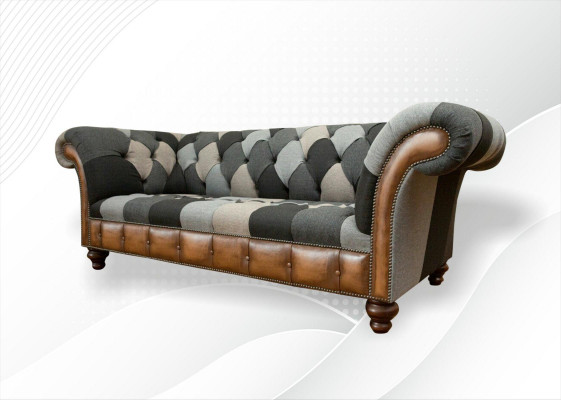 Chesterfield Vícebarevná sedací souprava 3místná Pohovka Design Couchenčásté textilního potahu