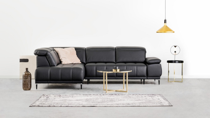 Design polštář Moderní kožená lůžková funkce Šedý látkový rohový gauč L-tvarový gauč