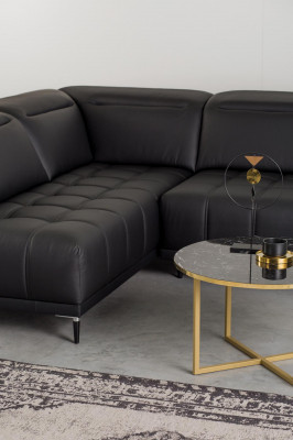Design polštář Moderní kožená lůžková funkce Šedý látkový rohový gauč L-tvarový gauč