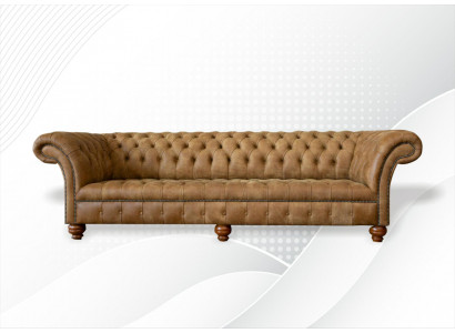 Chesterfield 4místná pohovka v světlé hnedé barvě moderního designu z kůže Kreativní nábytek.