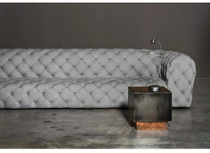 Šedý Chesterfield obývací pokoj Moderní design Pohovky Pohovka Nábytek Tkanina Big xxl Nový