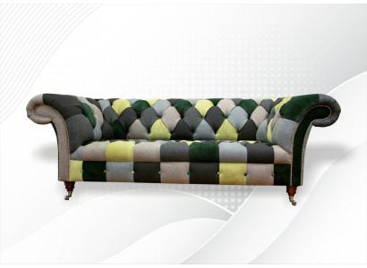 Chesterfield 3-sedadlová pohovka vícebarevného designu do obývacího pokoje, designový nábytek.