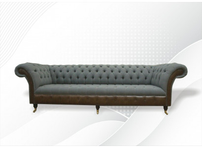 Chesterfield 4-sedačka šedá látka obývací pokoj design čalouněná pohovka Big Textil nábytek