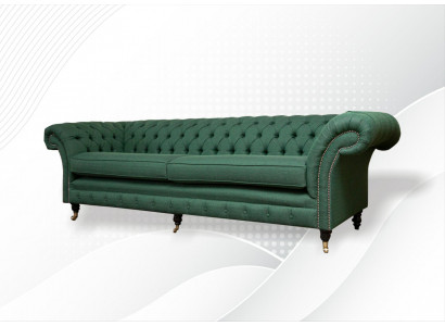 Chesterfield 4místná tmavě zelená obývací místnost Design Pohovka velký Nábytek látkový