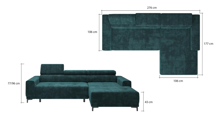 Designer L design rohová pohovka, moderní designová pohovka z látky