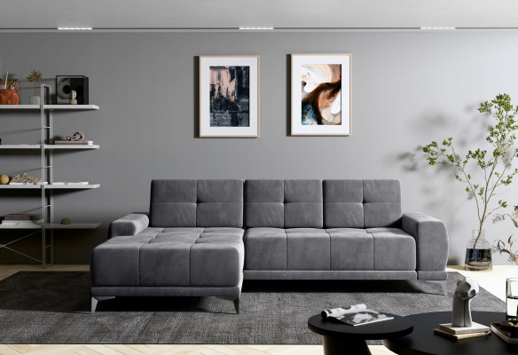 Ecksofa Sofa Pohovka Potah kůže Rozkládací Dvojdílná Souprava Nová Designová obývací stěna