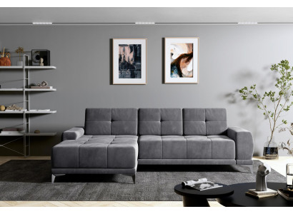 Ecksofa Sofa Pohovka Potah kůže Rozkládací Dvojdílná Souprava Nová Designová obývací stěna