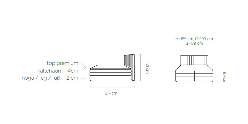 Postel Boxspring 180x200cm Dvojité Hotelové postele Textilie Ložnice Postel Polštář Nový