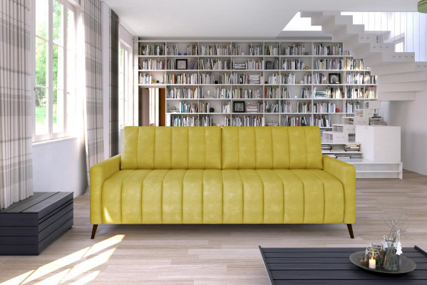 Třímístná pohovka potah Design Sofa Moderní 3místná sedací souprava Pokoj nábytek žlutý