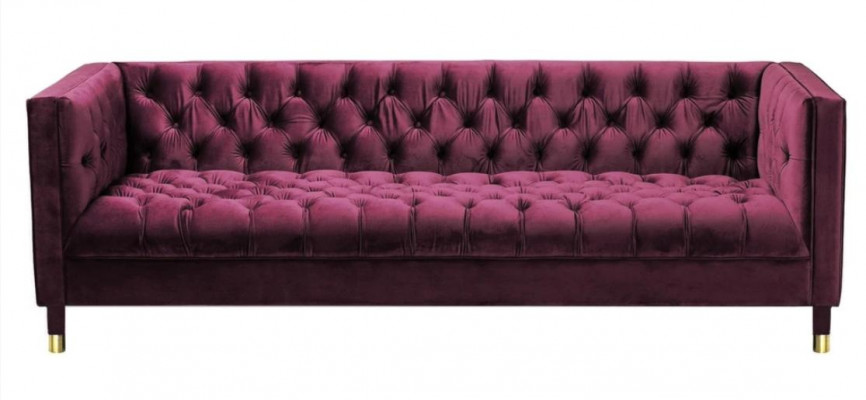 Burgund třísedák látková obývací souprava design pohovka polštářová sofa Chesterfield nová.