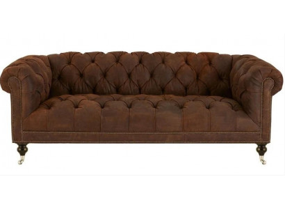 Braun třísedák Chesterfield Moderní design Kožená pohovka Designový nábytek Sametová látka