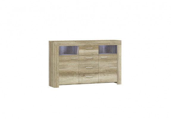 Komoda SK155 Komody Sideboard Skříň 2 dveře MDF dřevo Skříň 4 zásuvky