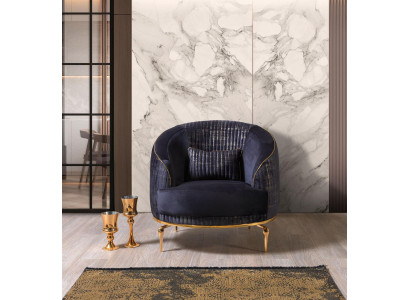 Obývací pokoj křeslo potah 1místná pohovka Moderní textil Nové Modré Luxusní