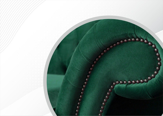 Chesterfield 3-místná zelená moderní designová pohovka pro obývací pokoj.