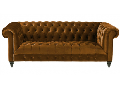 Trojsedačka Chesterfield hnědý textilní gauč Nový Originální design Pohovky Čalounění