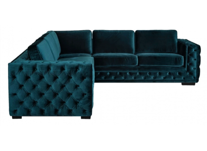 Zelená rohová sedací souprava Rozkládací pohovka Rovná sedací souprava Potah Nábytek Design Chesterfield
