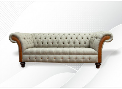 Chesterfield 3-místná pohovka Beige obývacího pokoje Design Pohovky Potahové Pohovka Pohovky Textilní