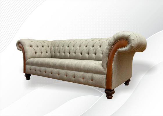 Chesterfield 3-místná pohovka Beige obývacího pokoje Design Pohovky Potahové Pohovka Pohovky Textilní