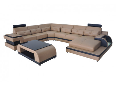 Luxus čalouněná sedací souprava z kůže se USB rohem křesla nábytkového souprava pro obývací pokoj