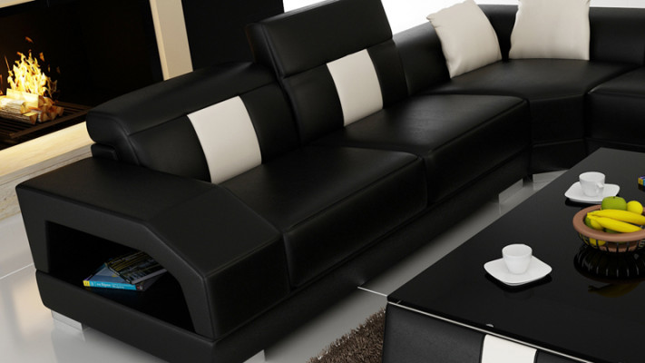 Kůží pohovka gauč obývací sestava rohová sedací souprava Design Moderní gauč R7003 Nový