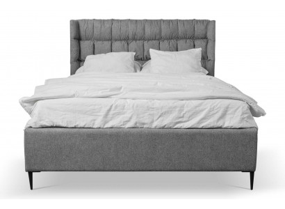 Šedá manželská postel Klasický design ložnice Elegantní látka postel