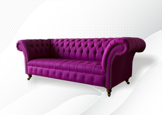 Chesterfield 3místná fialová látková designová pohovka se sedadly a novými kreativními pohovkami.