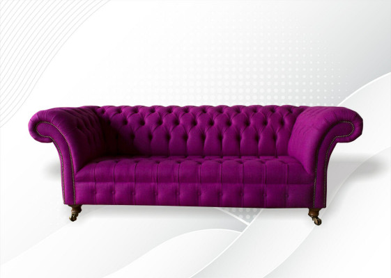 Chesterfield 3místná fialová látková designová pohovka se sedadly a novými kreativními pohovkami.