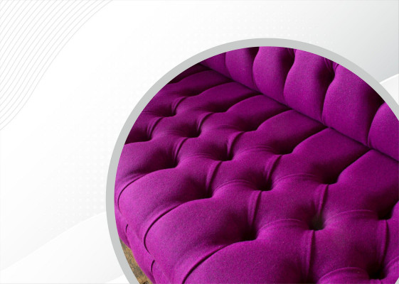 Chesterfield 3místná fialová látková designová pohovka se sedadly a novými kreativními pohovkami.