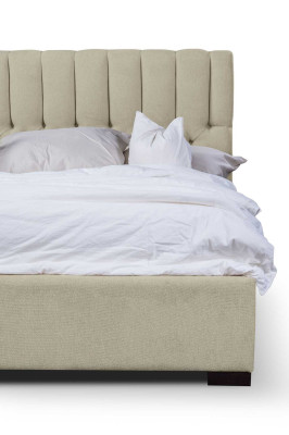 Bett Beige Doppelbett Holz Modern Betten Luxus Stoff Bett Schlafzimmer