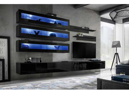 Stěnová jednotka Design polička na zeď Stojan na televizi Stěnová skříň Obývací pokoj Dřevo Zařízení Nový