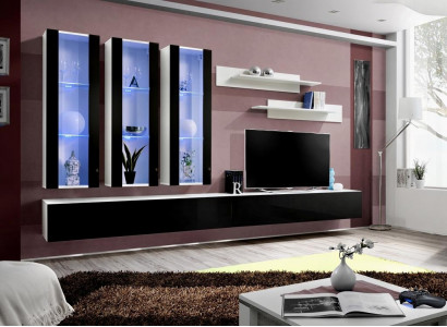 Luxus Wohnwand Holzmöbel Wohnzimmer Wandregal Designer Hänge Vitrine Neu   Luxusní stěnová jednotka z masivního dřeva s regály do obývacího pokoje od designéra, nové vitríny na stěnu.